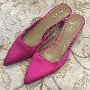 Abound Brand Hot Pink Kitten Heel Slide Size 9.5 With 2” Heel